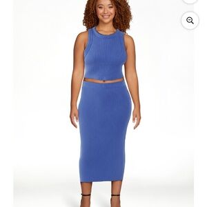 No Boundaries Blue Midi Pencil Skirt Set